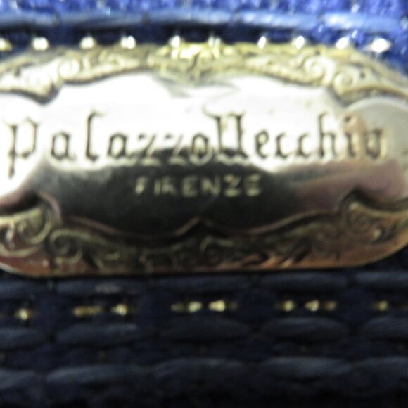 BOGO Palazzo Vecchio Firenze in Italian navy woven rafia wood handle crossbody - Picture 2 of 15
